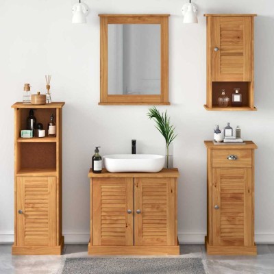 vidaXL Set de mobilier pentru baie cu sertar VIGO 5 pcs maro miere 3328547 foto