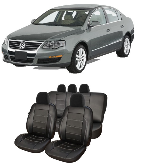 Set huse scaune Piele perforata dedicate Volkswagen Passat B6 2005-2010