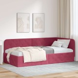 vidaXL Cadru de pat colțar cu headboard Roșu Vin 100 x 200 cm Catifea 42016547
