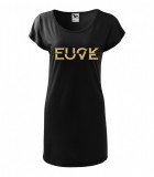 Tricou rochie Malfini bumbac print &quot;Fuck Love&quot; marimi S, M, L, XL, Casual, Imprimeu text, Negru