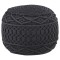 Taburet puf macrame lucrat manual, antracit, 45x30 cm, bumbac