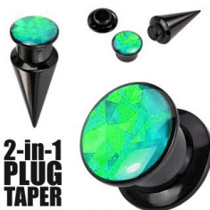 Expander 2-in-1 și plug de culoare neagră - negru și verde - Lățime: 3,5 mm