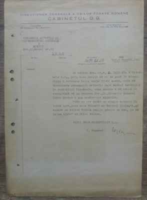 Document Directiunea Generala a CFR, cabinetul D.G. 1947 foto
