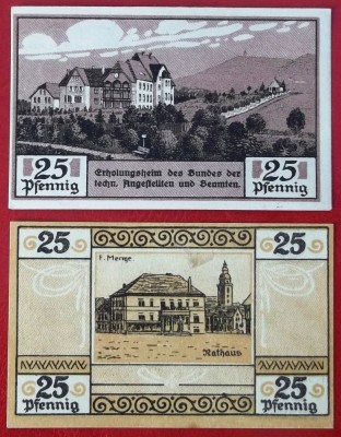 Germania lot 2 notgeld 2 x 25 pfennig 1921 Sondershausen ** foto
