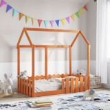 VidaXL Cadru pat de copii, maro ceruit, 70x140 cm, lemn masiv de pin