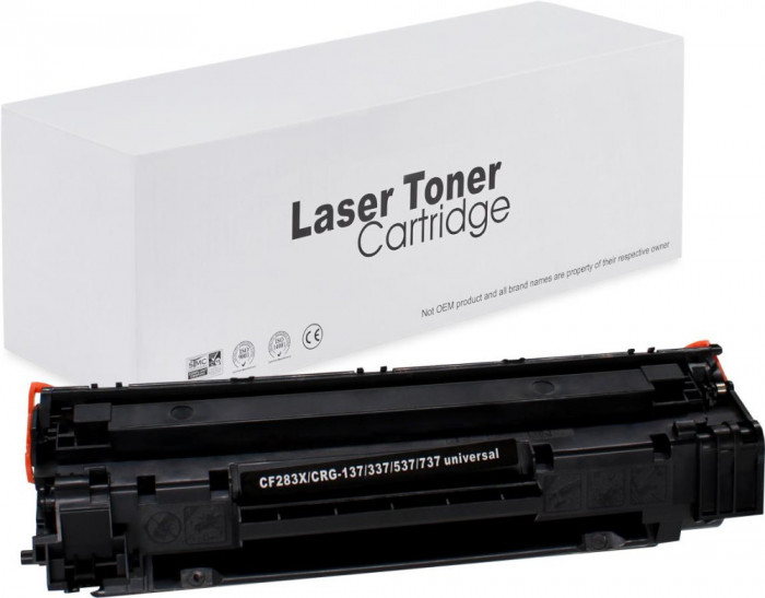 Toner de imprimanta pentru HP , CF283X / CRG737 , Negru , 2200 pagini , neutral box
