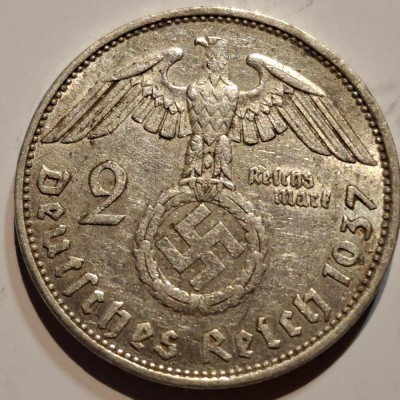 Germania Nazista 2 reichsmark 1937 A argint foto