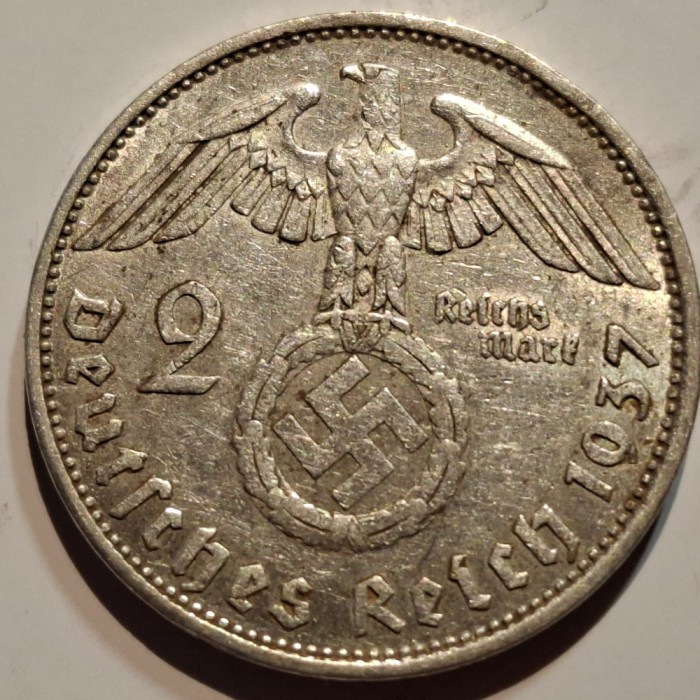 Germania Nazista 2 reichsmark 1937 A argint