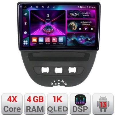 Navigatie Citroen C1 Peugeot 107 Toyota Aygo 2005-2014 Android radio gps internet 4+64 InCell Display 1K KIT-C1+EDT-E210-RK V1 CarStore Technology foto
