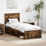 Cumpara ieftin Cadru de pat Stejar fumuriu 75 x 190 cm Lemn de pin masiv