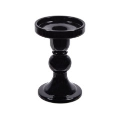Suport Lumanare tip sfesnic cu dubla utilizare, Sticla, Negru, 8.5x13.5 cm, ATU-089499