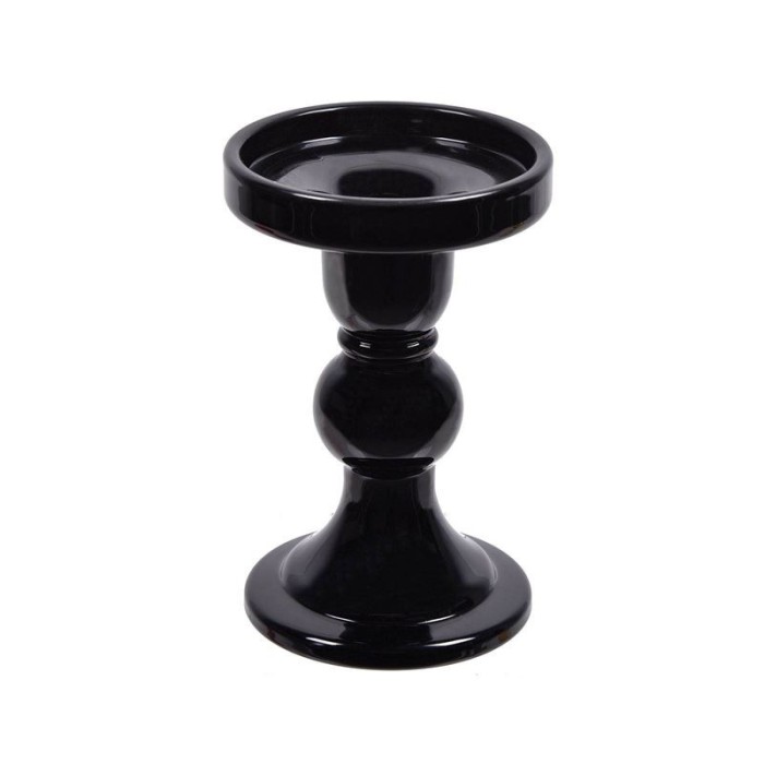 Suport Lumanare tip sfesnic cu dubla utilizare, Sticla, Negru, 8.5x13.5 cm, ATU-089499