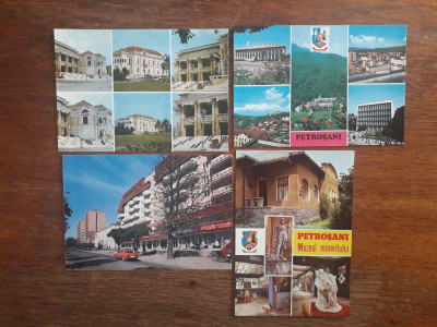 Lot 4 carti postale vintage cu Orasul Petrosani / CP1 foto