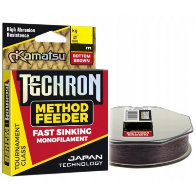 Fir Monofilament KAMATSU Techron Method Feeder Fast Sinking, Brown, 0.18mm, 4.80kg, 300m foto