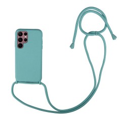 Husa compatibila cu samsung galaxy s22 ultra, strap, cu snur prindere gat regrabil, camera protect, antishock, mint green foto