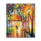 Tablou indragostiti pictat manual, Impreuna pe aleea vietii, 60x50cm ulei pe panza, superb