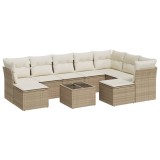 Cumpara ieftin Set canapele de gradina cu perne, 10 piese, bej, poliratan