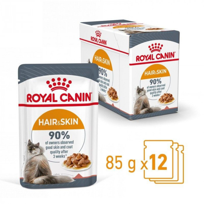 Royal Canin Hair &amp;amp; Skin Care 12 x 85g - hrană &icirc;n pungă de aluminiu