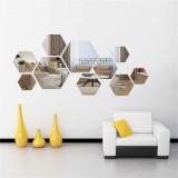 Oglinda Acrilica Hexagonala Diamant 12-14cm, Decoratiune Lux Casa, Design Modern, Banda Adeziva Inclusa, 1 Bucata