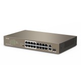 Cumpara ieftin Switch 16 porturi PoE 10/100 Mbps, 2 port RJ45 Gigabit, 1 port SFP Gigabit - TENDA TND-TEF1118P-16-150W-V30