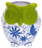 Decorațiuni MagicHome, Bufniță cu ghiveci, ornament albastru, ceramică, 26,5x24x27,5 cm