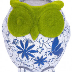 Decorațiuni MagicHome, Bufniță cu ghiveci, ornament albastru, ceramică, 26,5x24x27,5 cm