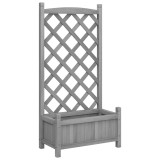 Cumpara ieftin Jardiniera cu spalier, gri, 55x29,5x110 cm, lemn masiv de brad