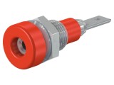 Soclu banană 2mm 10A roșu cu izolație pentru panou