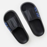 Slapi tip slides pentru barbati, negri cu dunga albastra, pereche, CMCLASS