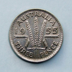 AUSTRALIA - 3 Pence 1955 - Argint 1.41 g foto