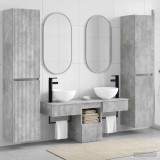 Cumpara ieftin Set dulap baie 5 buc. Gri Beton 33 x 34,5 x 160 cm