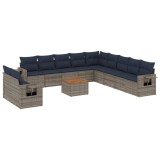 Cumpara ieftin Set canapele de gradina cu 12 piese si perne, gri, poliratan
