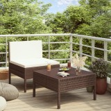Set mobilier gradina Gossi 2 piese, poliratan maro, perne incluse, canapea + masa
