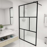 VidaXL Paravan de duș walk-in, negru, 115x195 cm, sticlă securizată