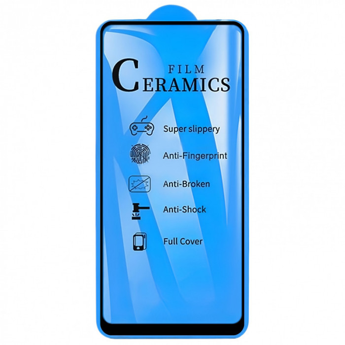 Folie Protectie Ecran OEM pentru Samsung Galaxy A21, Plastic, Full Face, Full Glue, 2.5D, Neagra