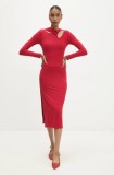 Answear Lab rochie culoarea rosu, midi, mulată