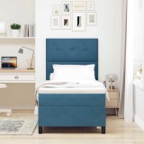 vidaXL Pat cu arc LED cu saltea Albastru &icirc;nchis 80 x 200 cm țesătură 3343278