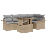 vidaXL Set de canapele pentru grădină cu pernă 6 pcs Bej Rattan poli