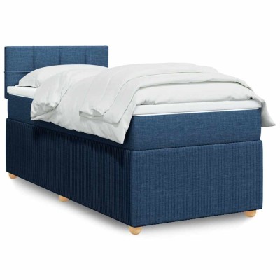 vidaXL Pat box spring cu saltea, albastru, 80x200 cm, textil 3289589 foto