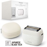Aparat de ras compact Panasonic Seria 900 ES-PV6B-W803, design unic și compact din material NAGORI, 5 lame, motor liniar ultra-rapid, 50min autonomie