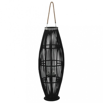 Suport felinar lum&amp;acirc;nări suspendat, negru, 95 cm, bambus foto