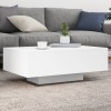 VidaXL Măsuță de cafea cu lumini LED, alb, 85x55x31 cm