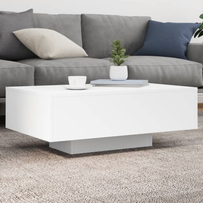 vidaXL Măsuță de cafea cu lumini LED, alb, 85x55x31 cm foto