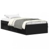Cadru de pat mic single, negru, 75x190 cm
