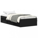 Cumpara ieftin Cadru de pat mic single, negru, 75x190 cm