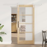 Ușă Glisantă vidaXL cu Set de Accesorii &#039;ORKDAL&#039;Lemn Solid &amp; Sticlă