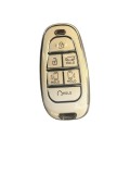 Husa Cheie Briceag Fiat Linea Model Vechi 3 Butoane TPU Negru Contur Auriu - Protectie Premium