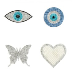 Set Autocolante, Fără Brand, Multicolor, 6 Bucăți, Inimi, Ochi, Fluturi, Mărgele &amp; Strass
