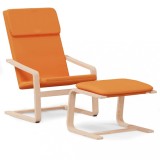 Cumpara ieftin Scaun de relaxare cu taburet, galben inchis, material textil
