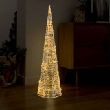 Cumpara ieftin Piramidă decorativă con de lumini cu LED alb cald 120 cm acril